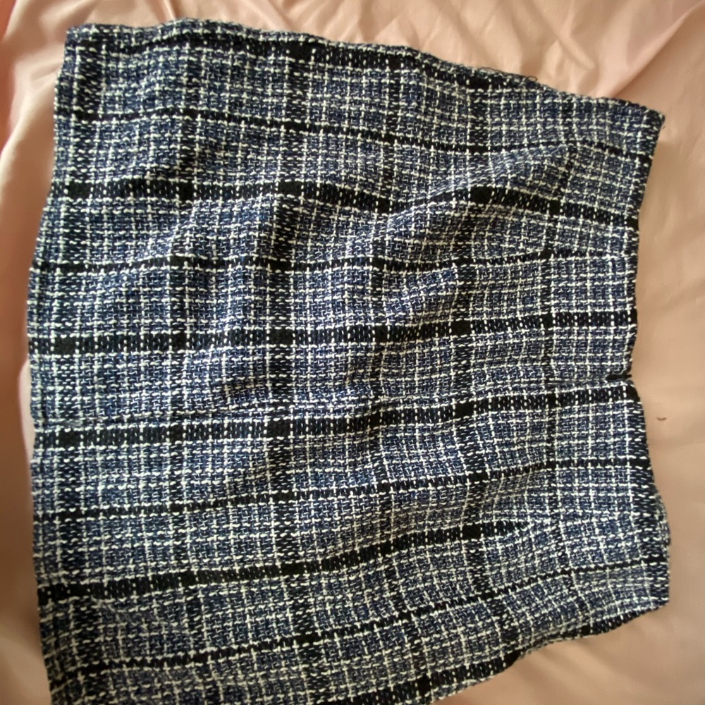 SHEIN Tweed Plaid Zip Back Mini Skirt